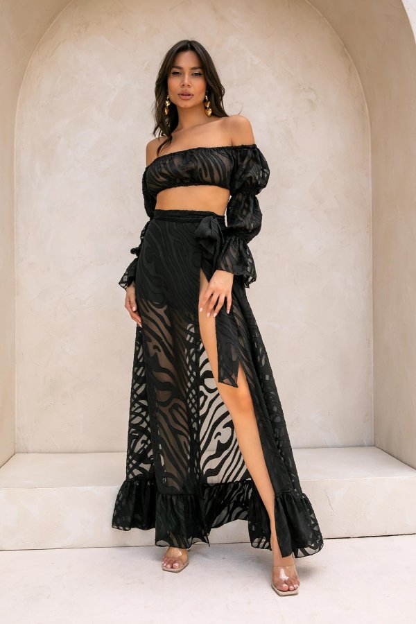 DESIGNERS Caroline σετ τοπ-φούστα zebra print μαύρο