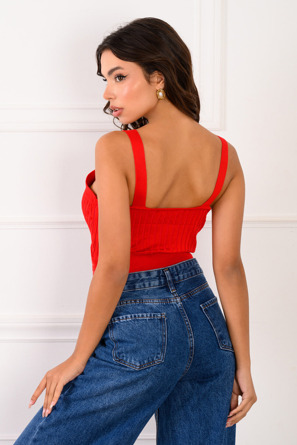 Nuzar crop top ριπ κόκκινο