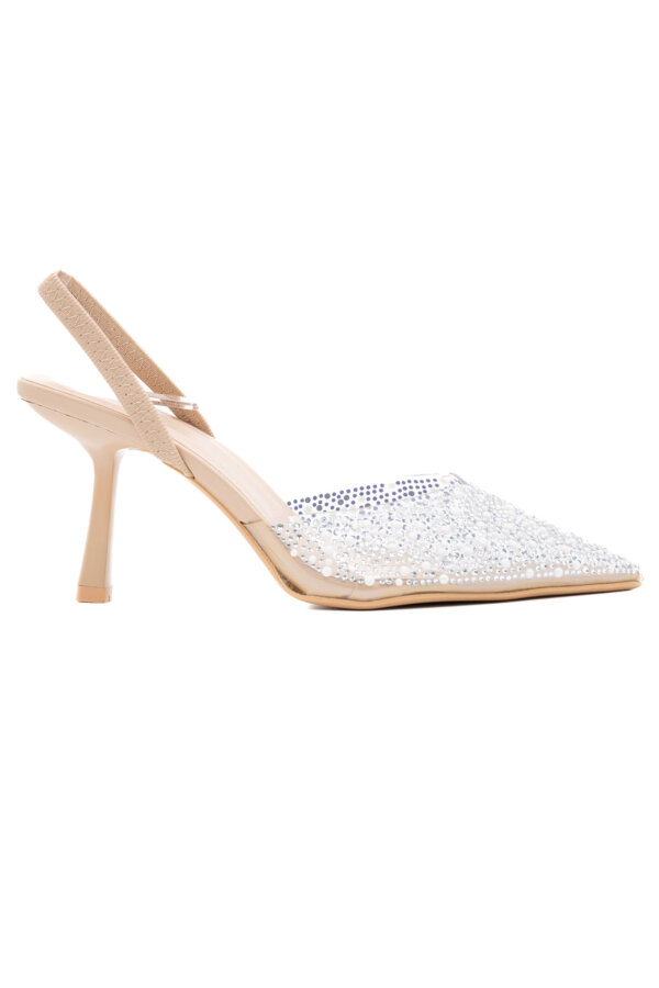 ΠΑΠΟΥΤΣΙΑ Art γόβες slingback με strass μπεζ