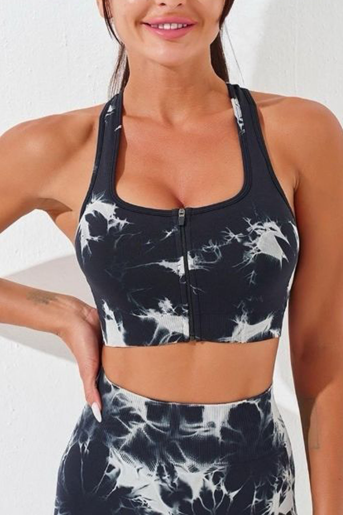 ACTIVEWEAR Textbook σετ τοπ-κολάν αθλητικό tie dye μαύρο